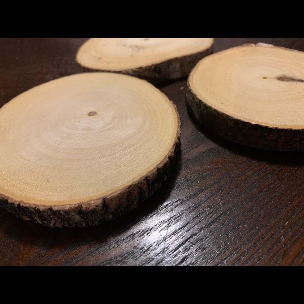 Set of three wooden coasters